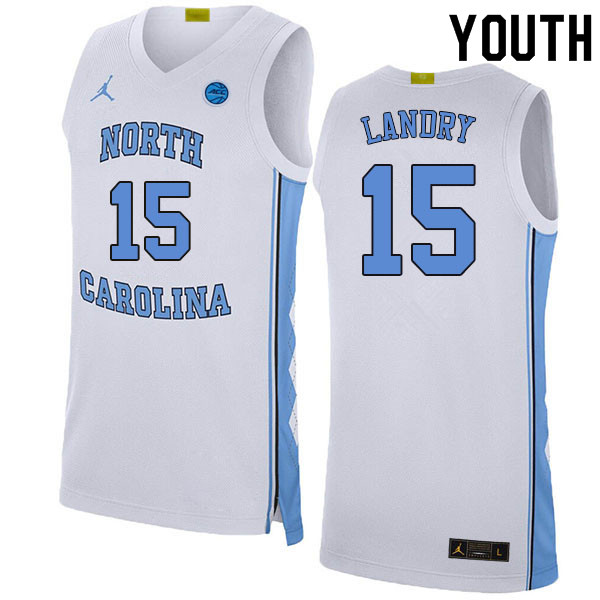 Youth #15 North Carolina Tar Heels College Basketball Jerseys Sale-White - Click Image to Close